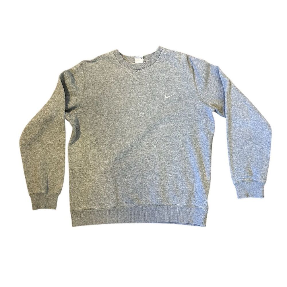 Vintage Nike Embroidered Swoosh Crewneck Sweatshirt Gray Unisex L